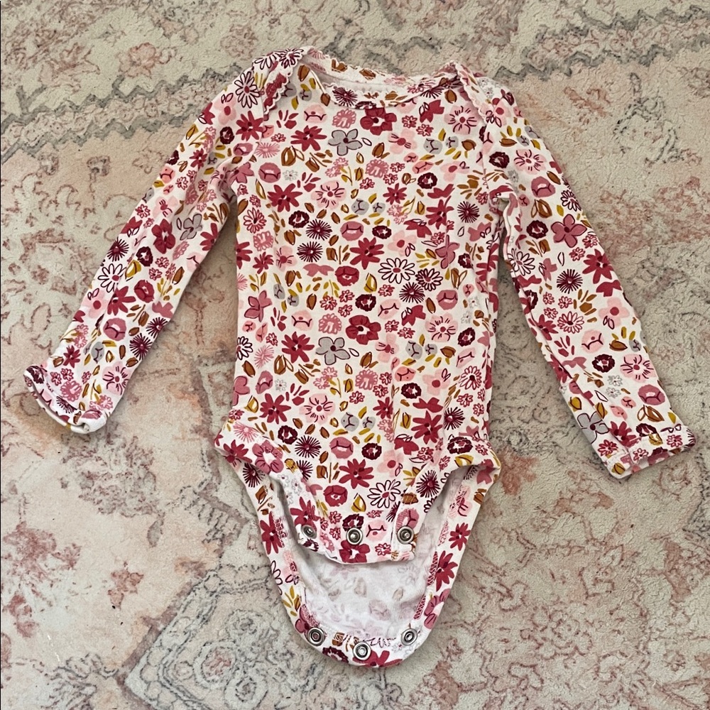 Carter's Floral Long Sleeve Bodysuit - Pink and Red